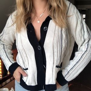 Vintage cardigan with navy blue stitching